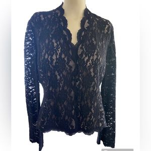 Talbots Black Lace  with Scalloped Edge size 12